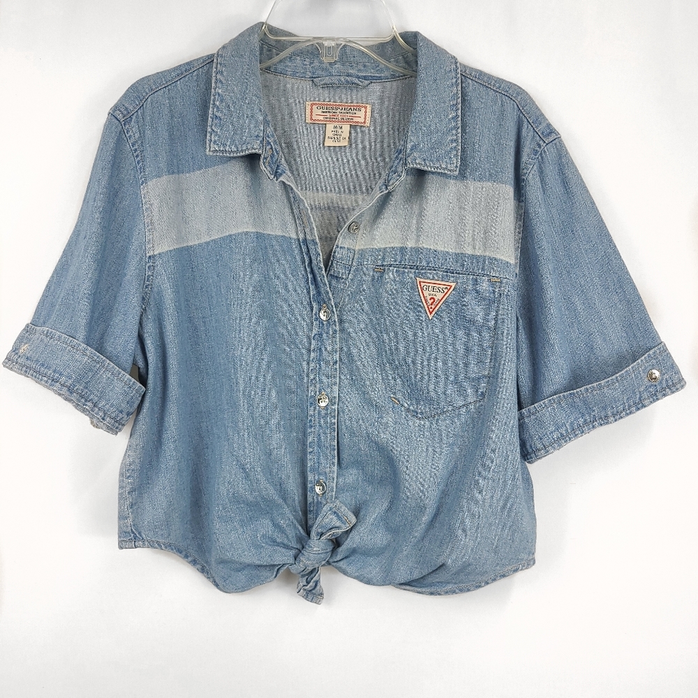 Guess Jeans 90’s Denim Cropped Button Down Top